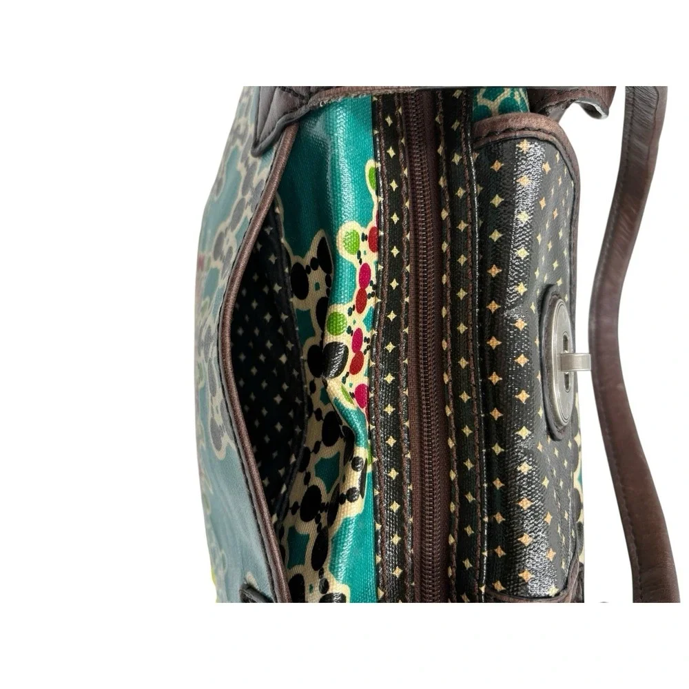 Fossil‎ KEY-PER Key Per Kaleidoscope Coated Canvas Shoulder Tote Purse Teal